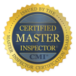 A certified master inspector seal is shown.